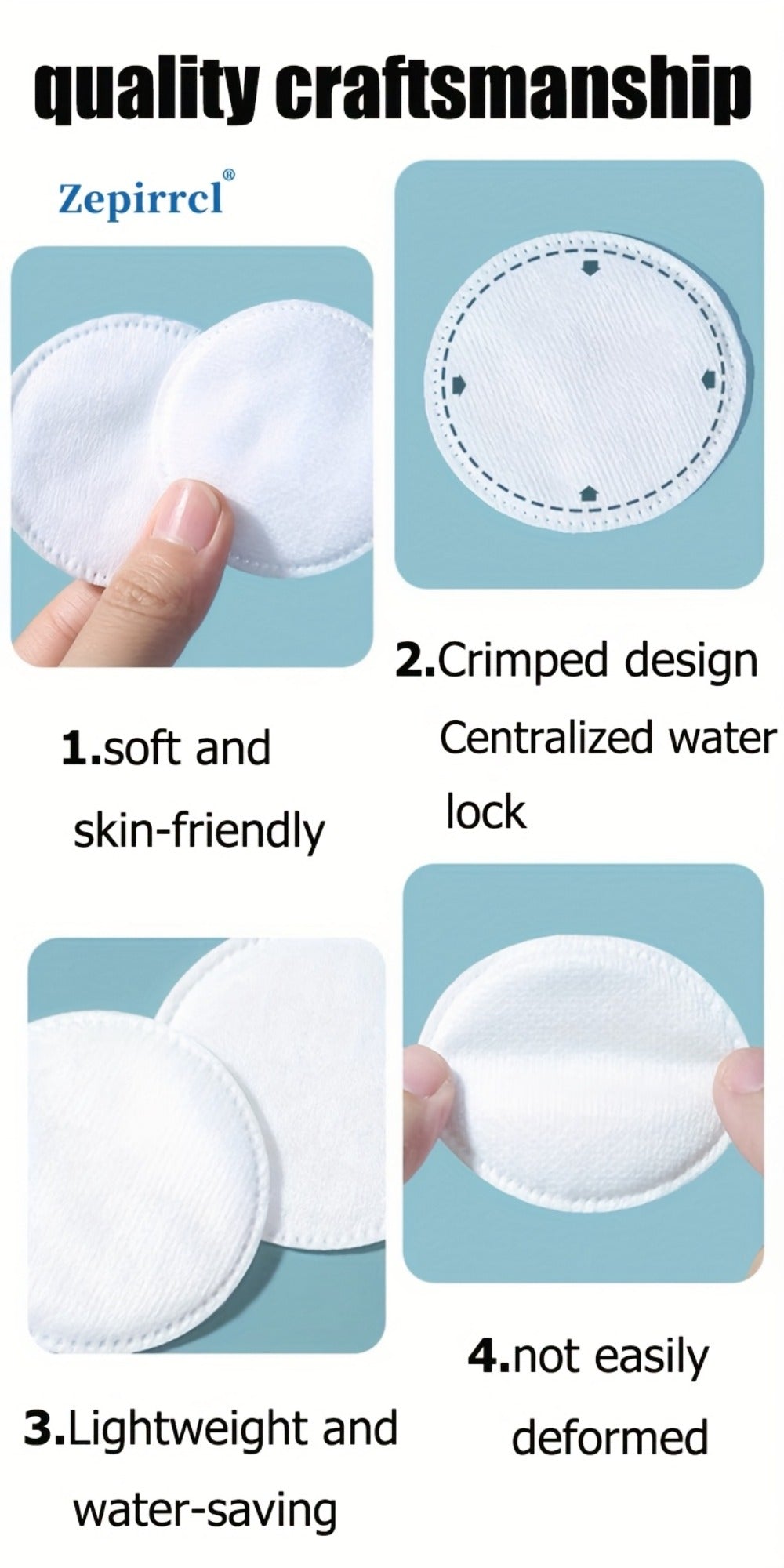 Cotton Rounds Makeup Remover Pads 600pcs Disposable Facial Cleansing Pads Soft Gentle on All Skin Types Beauty Tools Portable 100 Tablets Per Pack 2.36inch Round