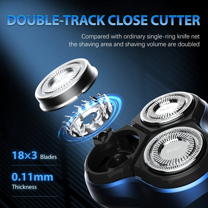 Electric Razor for Men Cordless Rechargeable Fast Charging Face Shaver with Washable Heads - Portable Electric Shaving Machine for Travel Daily Use Gift for Him