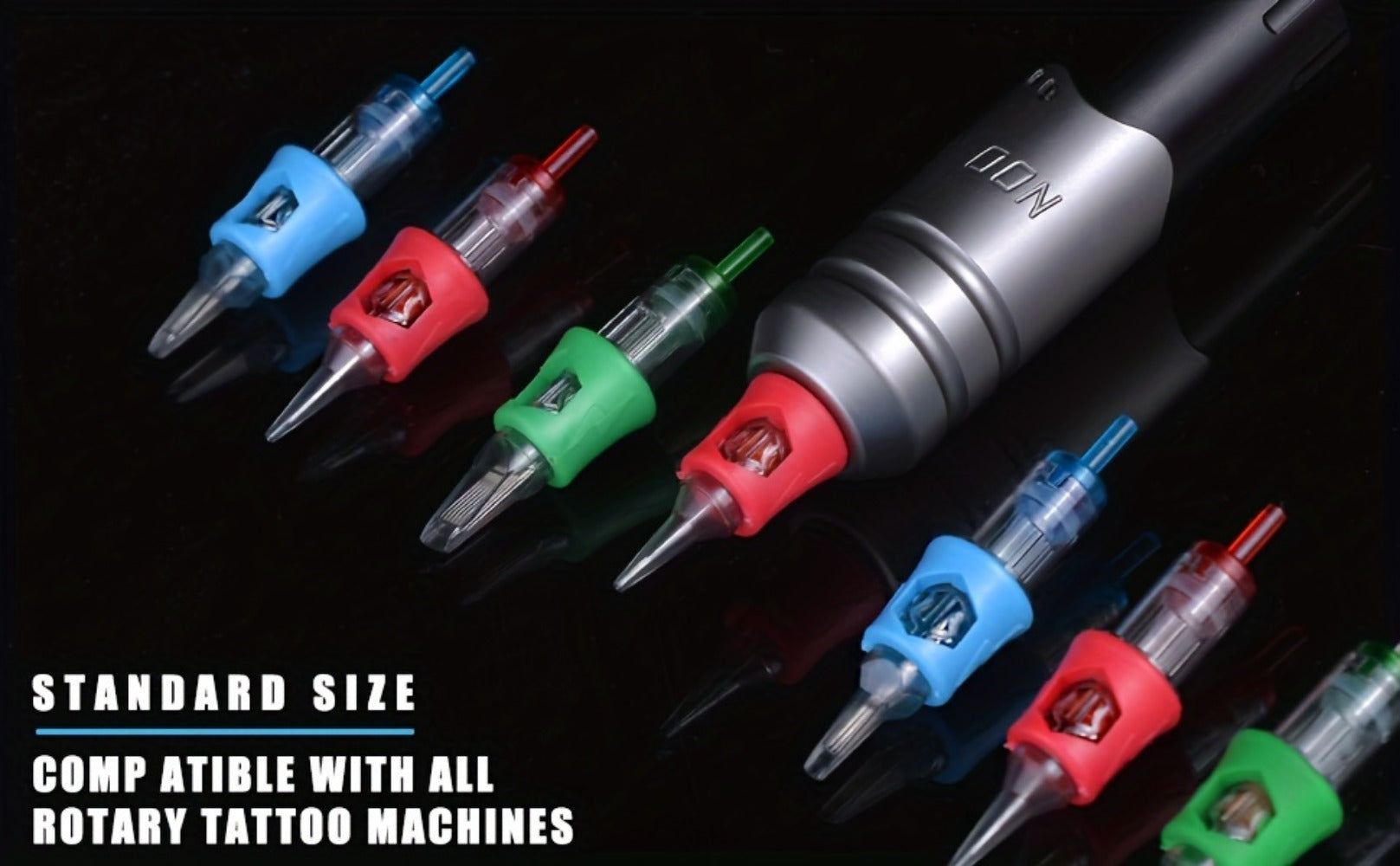 Poseidon 50pcs Tattoo Cartridge Needles Assorted Mixed Size Round Liner Shader Magnum Curved/Round Mag # 12 Standard 3RL 5RL 7RL 9RL 5RS 7RS 9RS 7RM 9RM 9M1 Disposable Membrane For Tattoo Pen