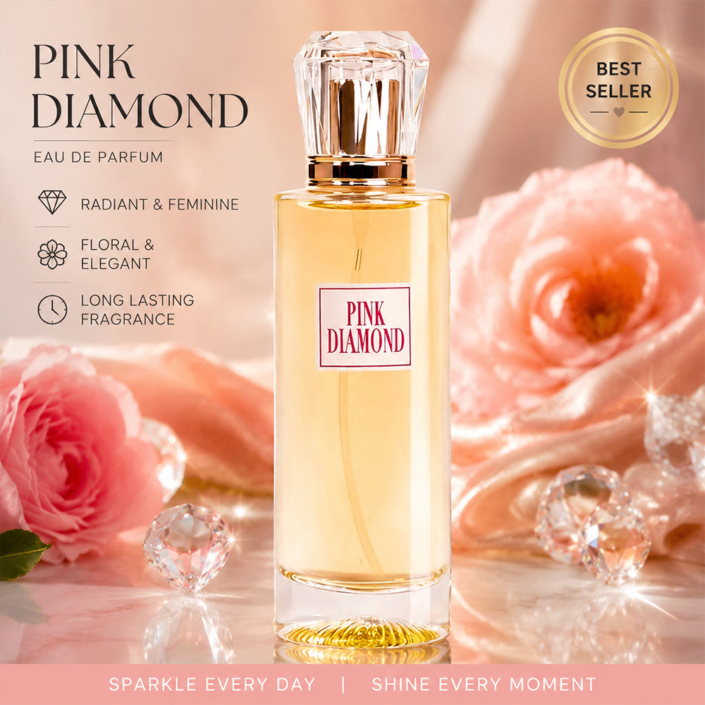 3.4oz PINK DIAMOND Lady's Eau De Parfuma Spray - Long-Lasting - with Aldehyde, Lily, Orange Flavor, Perfect for Daily Wear and Special Occasions