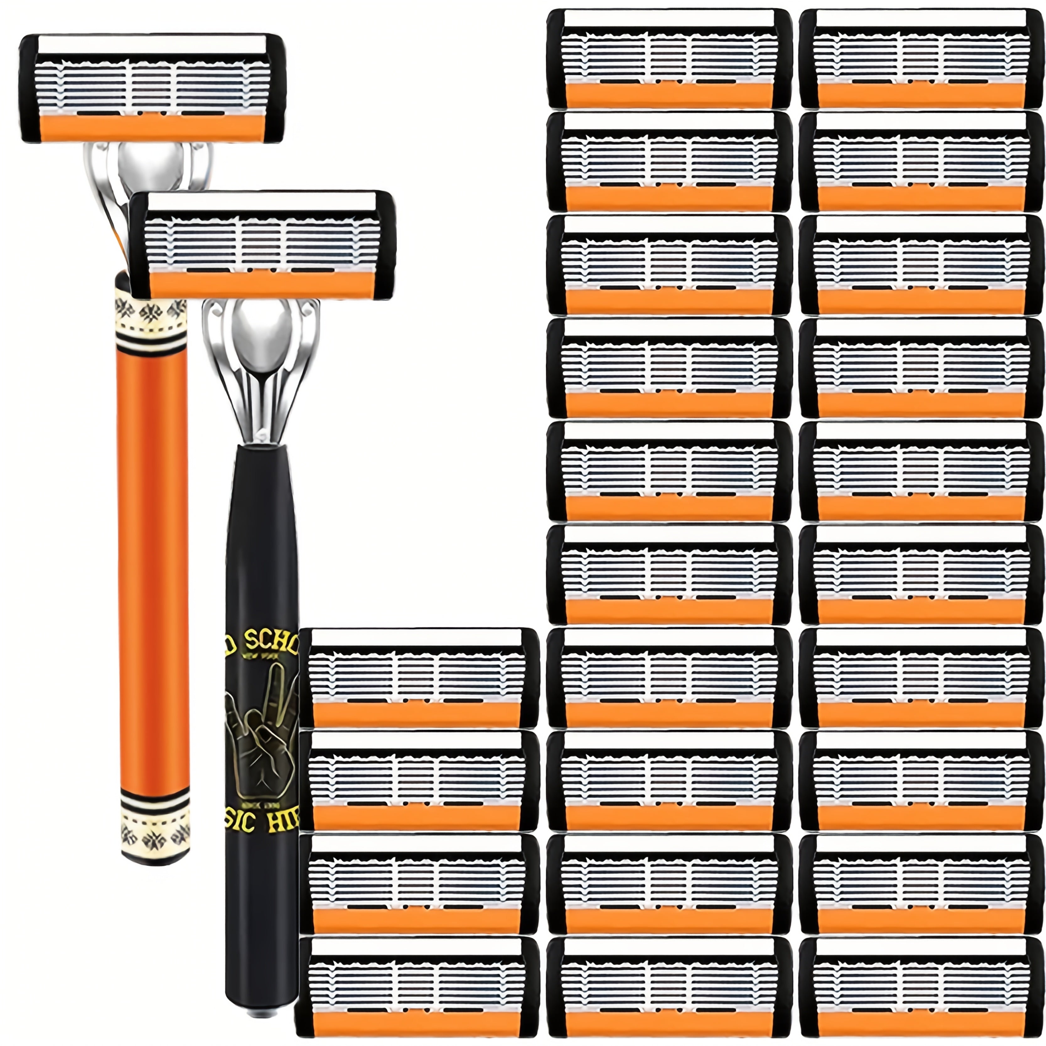 Men's Manual Razor Set with 2 Handles & Replacement Blades — Stainless Steel Double Edge Safety Razor for Smooth Close Shave, Barber-Quality Shaving Kit for Men (24/36/54/72 Blades Options)