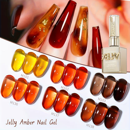 Holographic Magnetic Nail Gel Set 6pcs 0.51oz UV LED Soak Off Gel Polish Multicolor Shimmer Nail Art Kit for Women Salon Home Manicure Amber Aurora Cat Eye Nail Gel Polish 2025 Trend