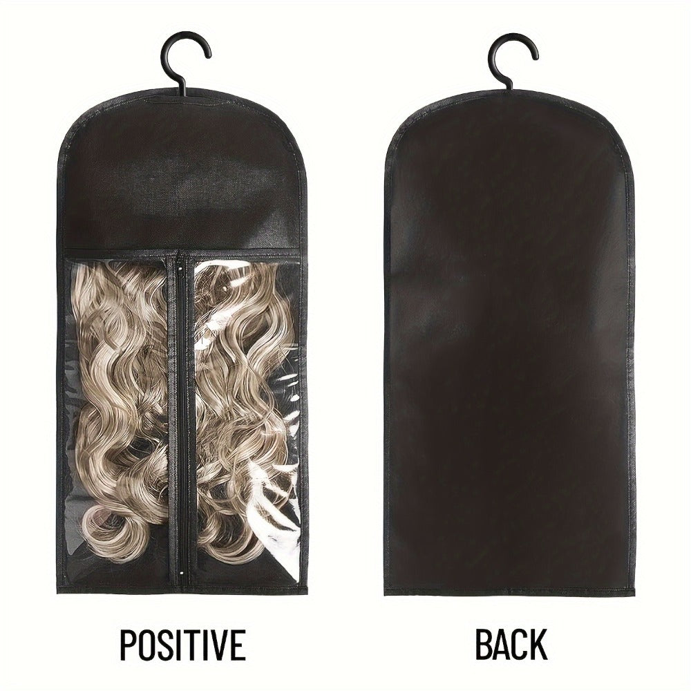 Wig Storage Bags with Hangers 6 Pack Dustproof Large Capacity Wig Organizer Bag Set Zipper Closet Hanging Bag for Wigs Hair Extensions Accessories Travel Salon Home Black