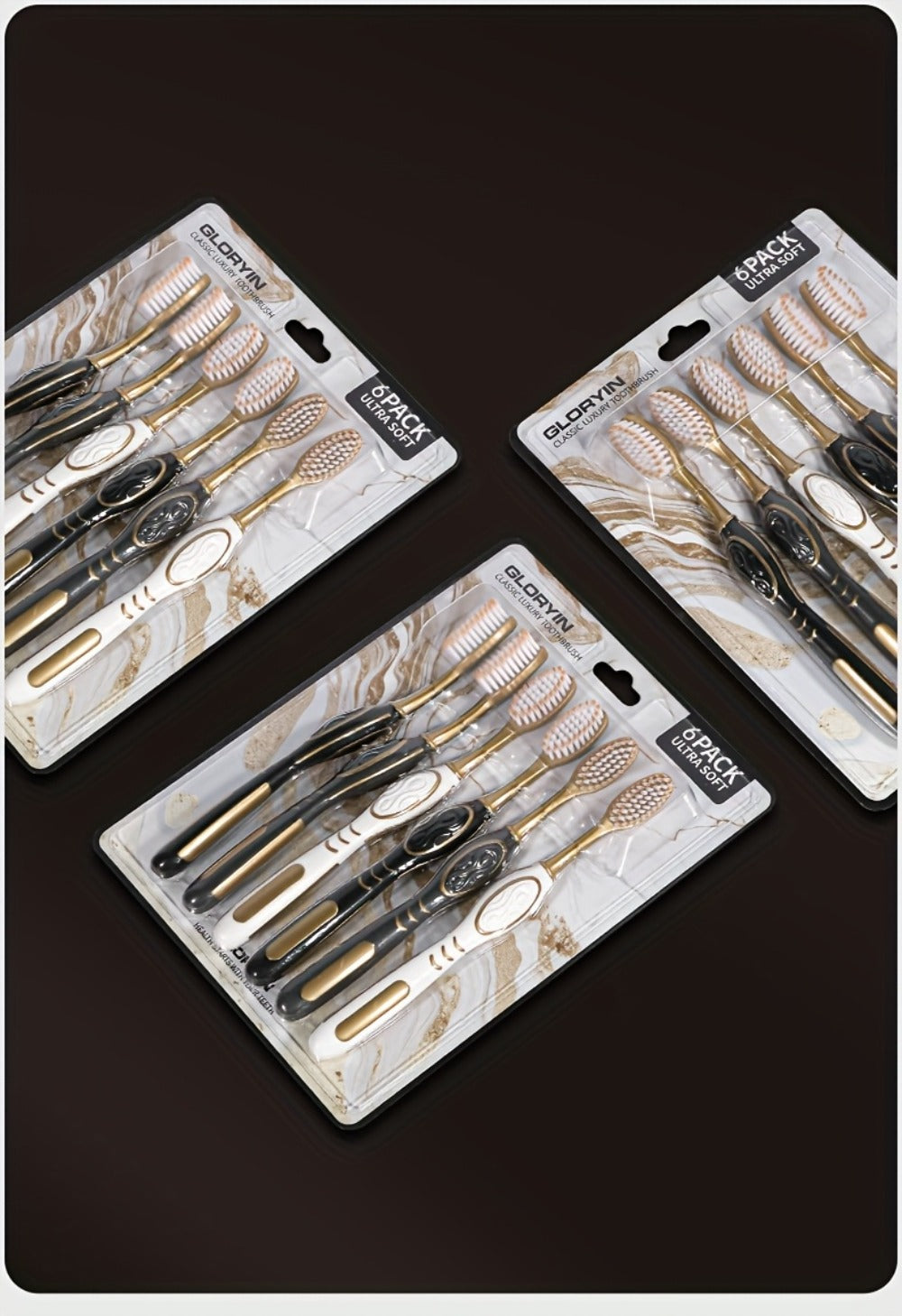 GLORYIN [6pcs Travel Set] [6pcs Travel Set X 2] White Platinum Series Olive-shaped Anti-slip Handle Travel Essential Household, Adult, Couple, Soft Bristle Toothbrush.