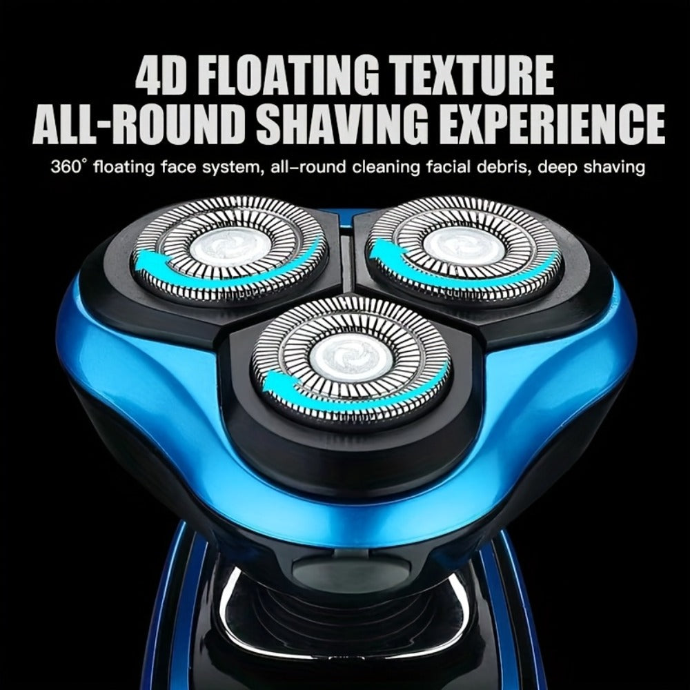 Electric Shaver for Men 3-in-1 USB Rechargeable Floating Blade Nose Hair Trimmer Sideburn Trimmer Digital Display Portable Grooming Kit Gift for Men Black Blue