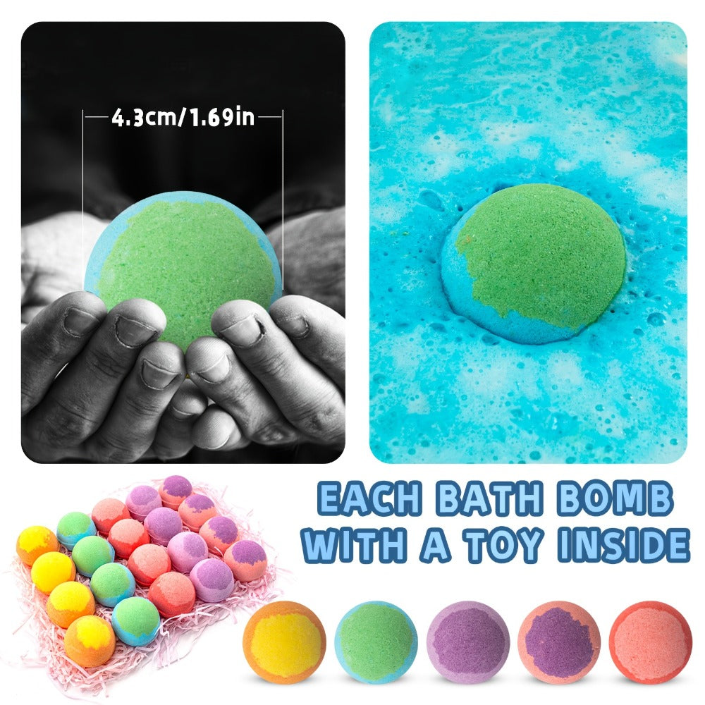 Ocean Bath Bombs Gift Set 20pcs Sea Themed Fizzy Bath Salt Balls Fun Treasure Spa Bombs for Women Kids Birthday Christmas Easter Holiday Gift Variety Pack