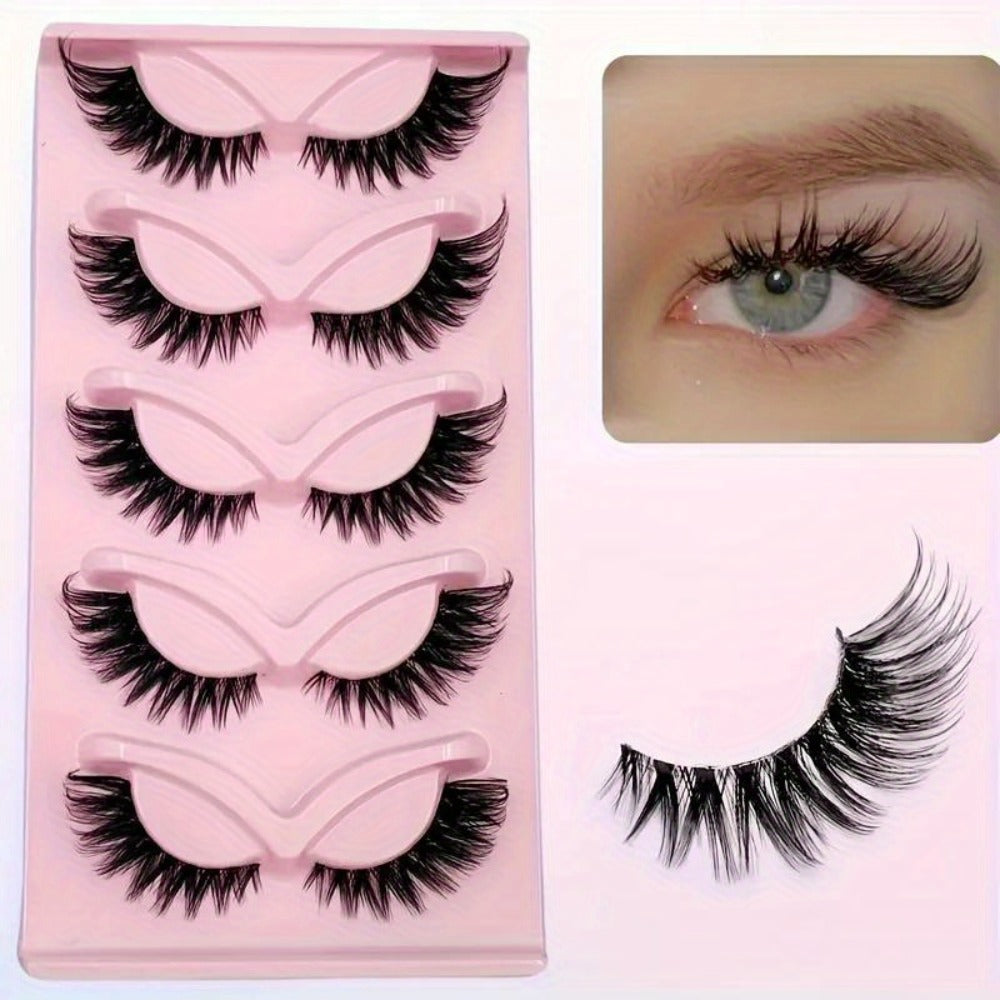 3 Boxes (15 Pairs) of Cat-Eye False Eyelashes, Featuring Natural Long Manga Lashes with Winged Tips for an Elongated Eye Appearance