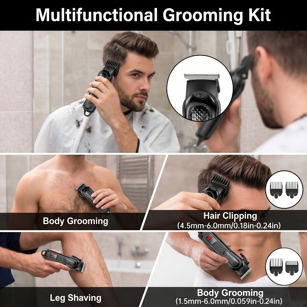 A 2pcs Men'S Grooming Set, Including an Electric Hair Clipper And a Detail Trimmer, with USB Charging And an LCD Display, Is an Ideal Gift for Fathers, Husbands, And Boyfriends on Father'S Day And Birthdays