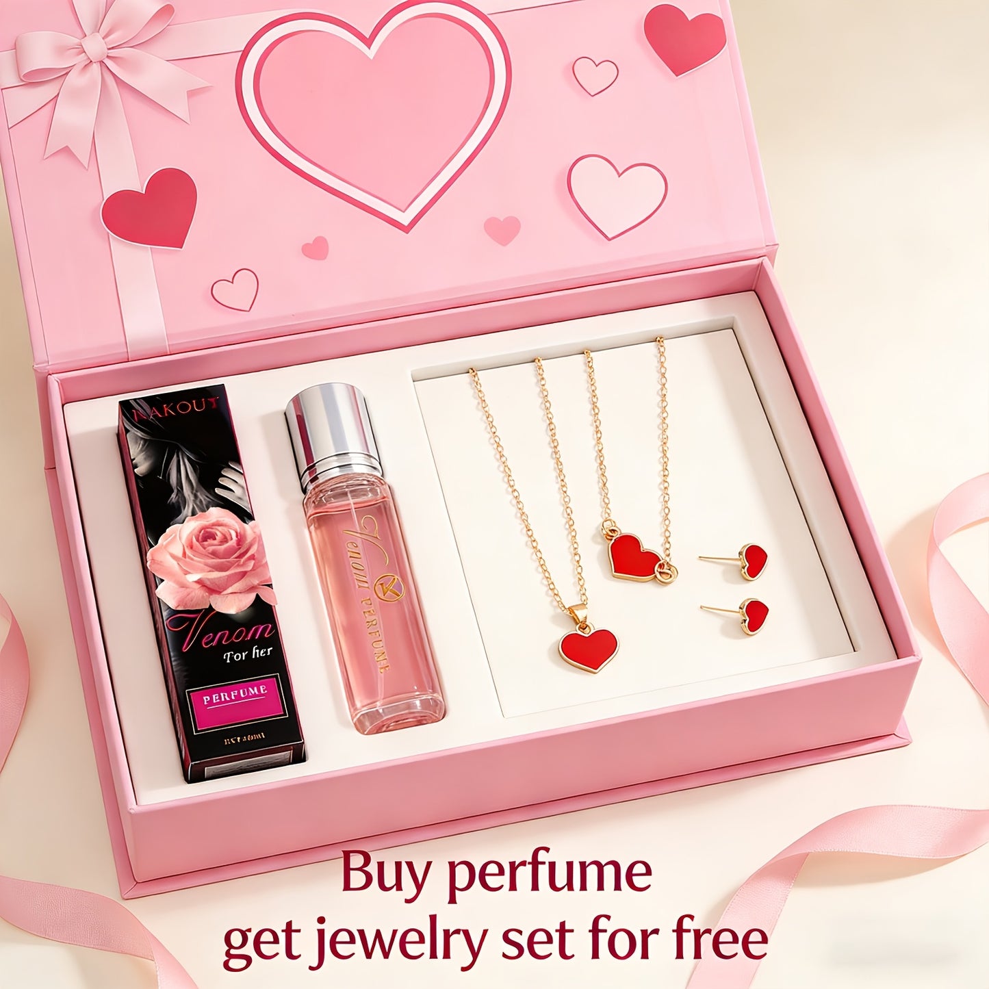 Pheromone Perfume & Jewelry Gift Set for Women Long Lasting 6-8 Hours - 2 Piece Fragrance Accessory Bundle - 6 Jewelry Styles for Dates Valentine Birthday Anniversary