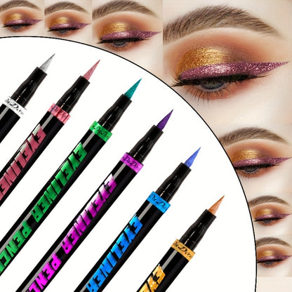 Colored Eyeliner Set 6pcs Waterproof Anti-Smudge Long-Lasting Eye Liner Pencil Multi-Color Makeup Kit for Women Holiday Gift Valentine Christmas