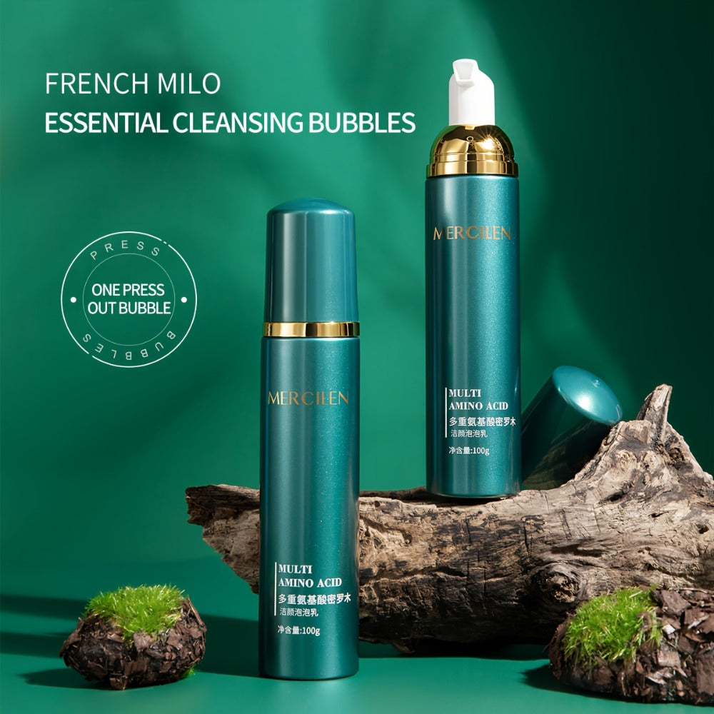MERCILEN Amino Acid Cleansing Bubble Facial Cleanser - Gentle Non-Irritating Rose Water Acid Formula Deep Cleansing Bubble Mousse the Bubbles Are Fine and Dense Not Tight Deep Light Beige Care Suitable for All Light Beige Types, Daily Travelskincare