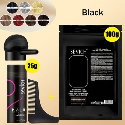 Hair Thickening Fibers Set 2-in-1 with Applicator - Natural Volume & Fuller Look for Thinning Hair, All Hair Types, 8 Colors, 3pcs or 4pcs Set