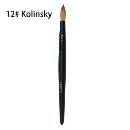 Kolinsky Acrylic Nail Brush Round Head with Black Wooden Handle – Professional Nail Art Brush for Acrylic Extensions & Manicure – Sizes #8 #10 #12 #14 #16 #18 for Salon & Home Use