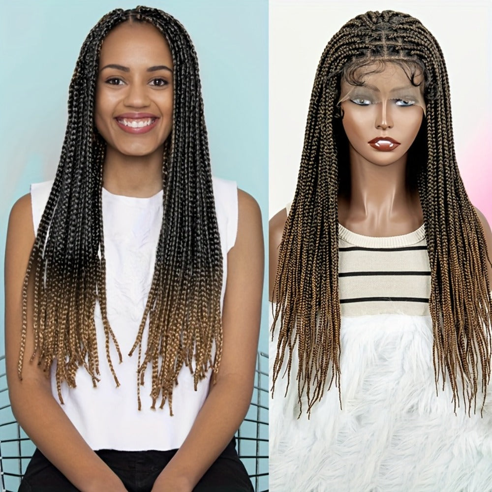 Knotless Box Braid Wig for Women — 360° HD Full Lace Synthetic Lace Front, Handmade Faux Locs, 26 & 38 Inch, Protective Style, Multiple Colors, All Ethnicities