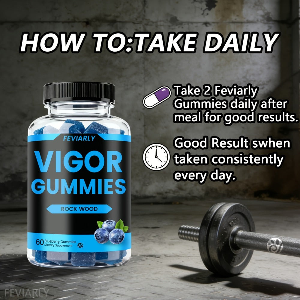 Men's Vigor Long Gummies, Male Performance - Blue Chew Gummies for Male, Fast Acting Supplement for Men+Drive, Strong Wood, Size, with Shila, Maca, Blueberry Flavor-1pc/2pcs/3pcs