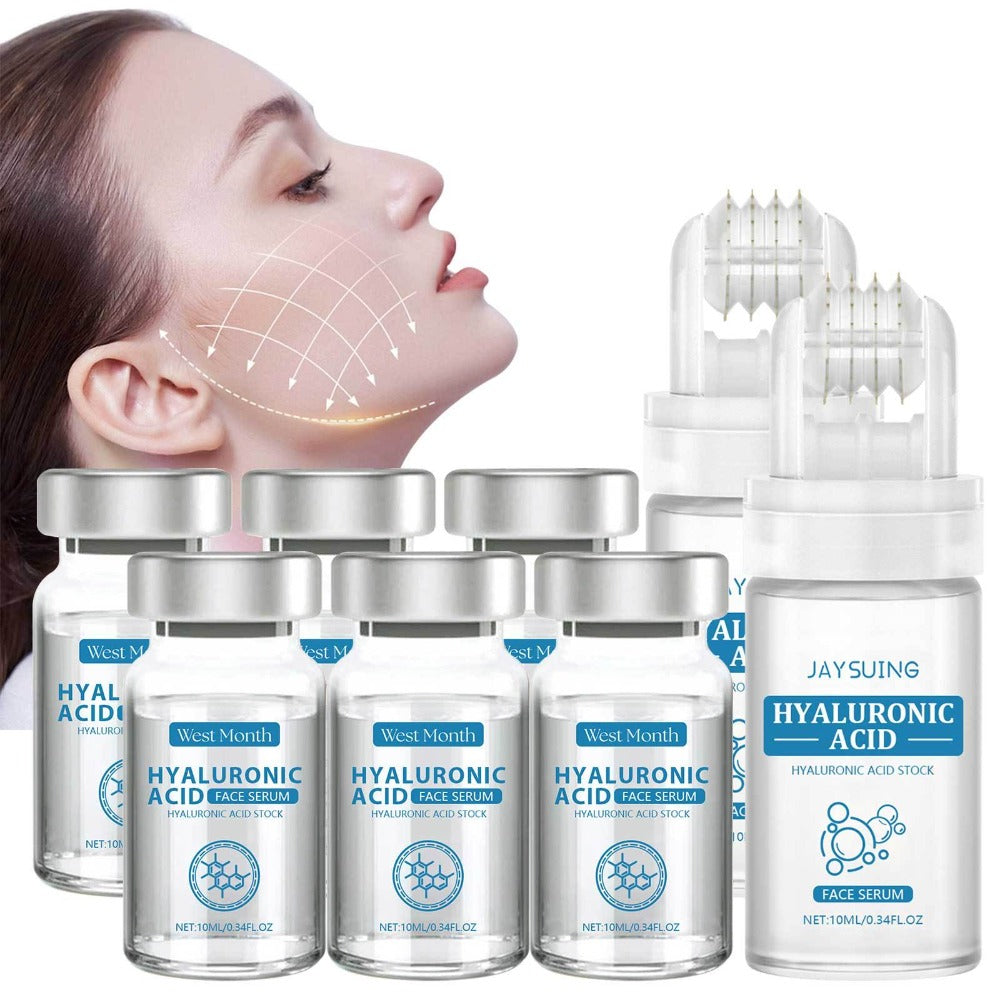 2/4Set Micro Infusion System Hyaluronic Acid Facial Serum, Smooth Skin Facial Serum Roller with Collagen And Elastin Moisturizes Skin Care Serum Enhances Skin Elasticity, Facial Serum for All Skin Types, Microneedle Length 0.25Mm