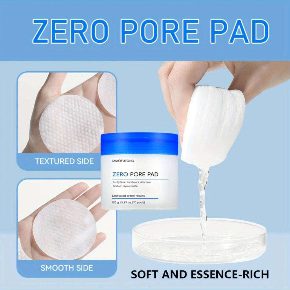 Deep Cleansing Exfoliating Essence, Zero Pore Patch -70PADS, Double Texture, Daily Physical Exfoliation || Moisturizing Wipes with Hyaluronic Acid Scrub Pad, Rose Water+camellia Moisturizing, Moisturizing Cleansing Pad Suitable for All Skin Types