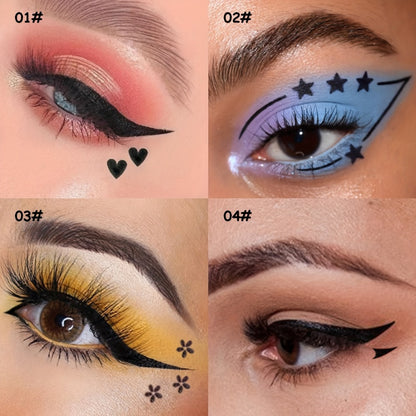 Eyeliner Stamp Pen Double-Ended 8 Styles - Quick Dry Waterproof Liquid Eyeliner in Red & Black, Lazy Wing Liner for Precise Effortless Eye Makeup
