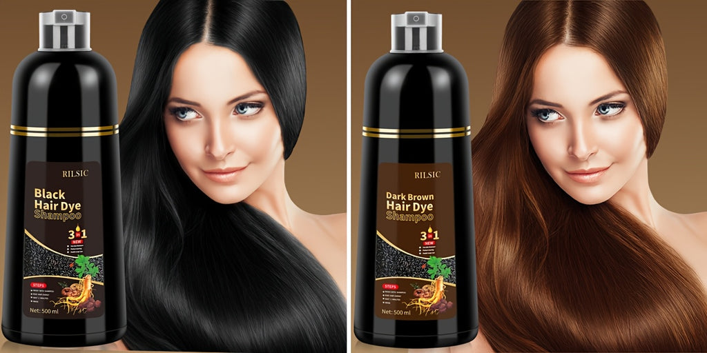 2pcs Hair Dye Shampoo For Grey Hair, 16.91oz Herbal Natural Hair Dye 3 In 1, Instant Hair Colour Shampoo, Plant Squalene Hair Shampoo, Hair Dye Hair Color Shampoo Coloring In Minutes For Women Men