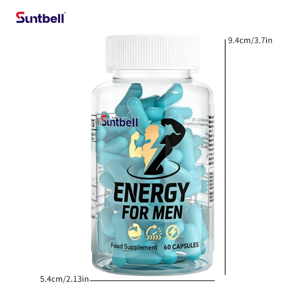 Energy Supplement for Men, with Horny Goat, Tongkat Ali, Maca, L-Citrulline, Support Hormone, Provide Energy, Men's Health Capsules, Gift for Lover, 60 Capsules