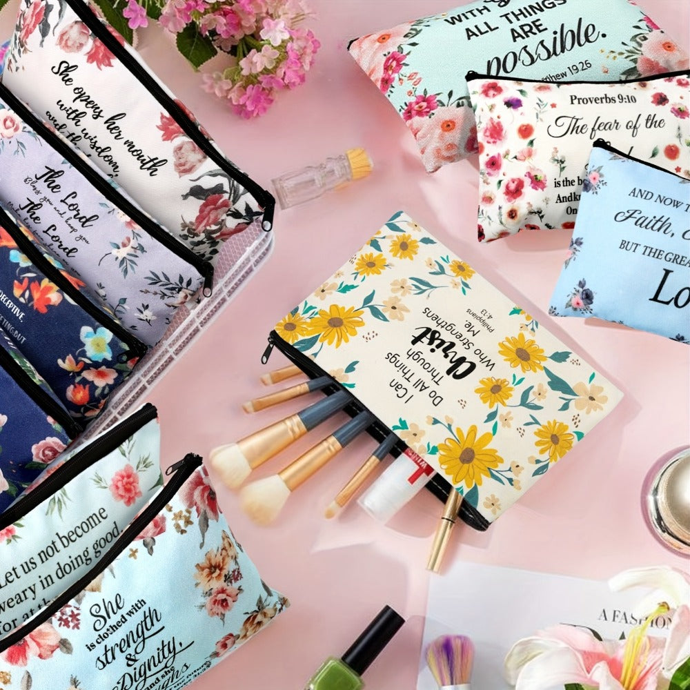 Set of 30 Christian-Themed Cosmetic Bags Featuring Bible Verses, Perfect for Religious Gifts. These Inspirational Scripture Pencil Pouches Come with Zippers, Ideal for Travel And As Church Favors for Women