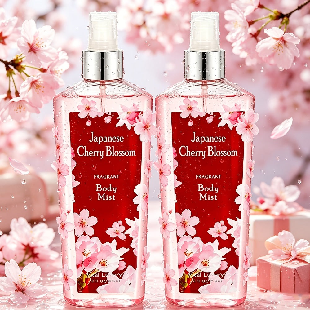 Cherry Blossom Fragrance Bath & Body Set | Body Lotion 8oz + Body Spray 8oz | Softens Skin, Retains Fragrance, Moisturizes And Refreshes. Suitable For All Seasons. A Thoughtful Valentine'S Gift For Mom, Wife, Sister Or Girlfriend!