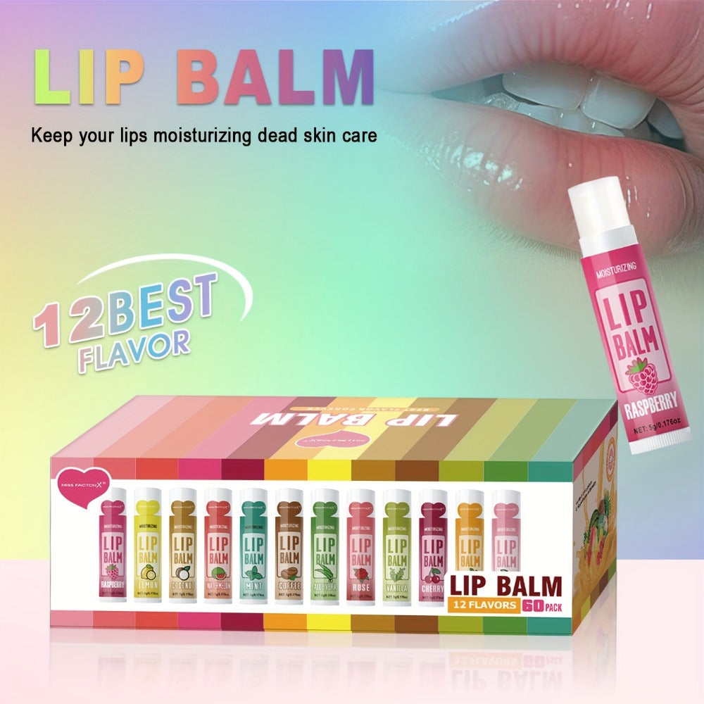 [Luxury Lip Balm Set] 60pcs Luxury Lip Balm Gift Set - Deep Hydration & Moisture for Soft, Glossy Lips - Perfect Valentine's Day or Thanksgiving Present for Women