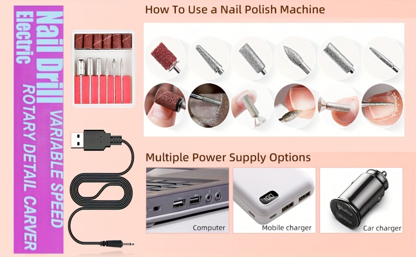 Full Nail Acrylic Nail Kit with Drill & Light Suitable for Beginners - Complete Starter Set with, Nail Glue/, - System for - Nail Extensions, Professional Manicure/Pedicure Tools for DIY Nail Care