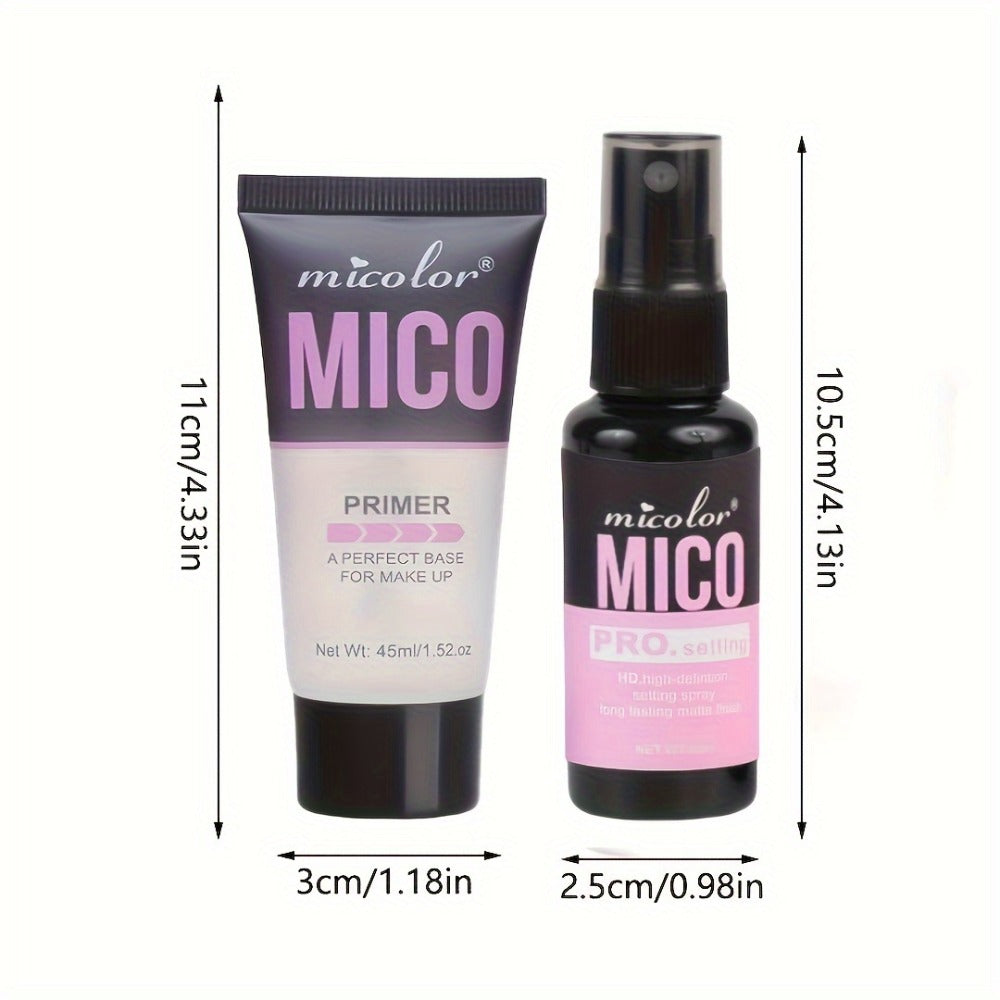 [Ideal Gift for Easter] 2/4-Pack MICO Makeup Base & HD Long-Lasting Finish Duo, Minimizes Pores & Enhances Complexion, Smooth Texture, Lightweight, Under 1fl. Oz Each, Ideal Gift for Easter, Spring & Summer