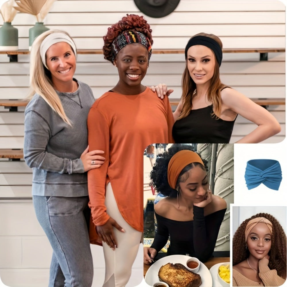 Stretchy Headbands 20pcs Bulk Soft Sweat-Wicking Sports Turban Bandanas for Women Men Non-Slip Elastic Knot Hair Wraps Breathable Solid Colors for Yoga Running Gym Workout Daily Fashion