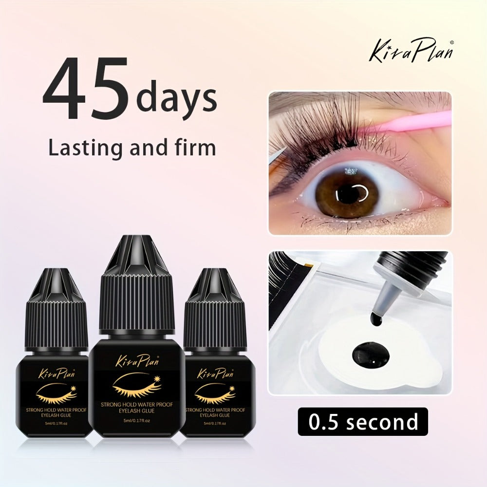 Self-Grafting Eyelash Glue Quick Dry Black Adhesive for Individual Lash Extensions DIY Cluster Application No Smell No Irritation Perfect for Beginner Lash Tech