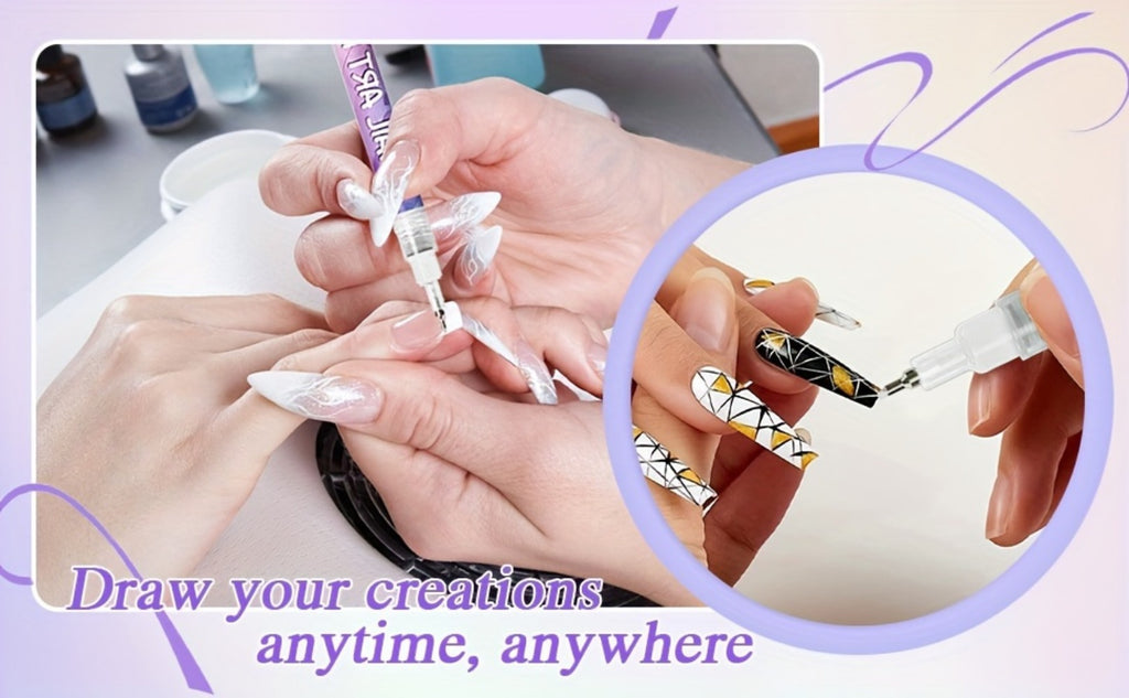 1set Nail Doodle Pen, 12-color Acrylic Paint Pen, Nail Paint Quick Drying Dot Stitching Pen, Precision 3D Doodle Nail Art Pen, Nail Art Pen Set, Quick Drying, Suitable For Home And Salon, Professional Details And Long-lasting Design