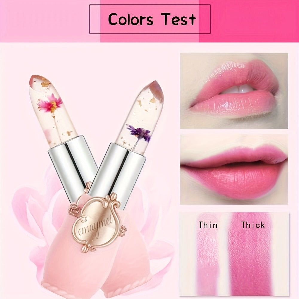 Color Changing Lip Balm 6 Pack — Temperature-Sensitive Jelly Lipstick with Dried Flower Extract, Sheer Moisturizing Clear Gloss, Natural Pink Tint, Long-Lasting Hydration for Women