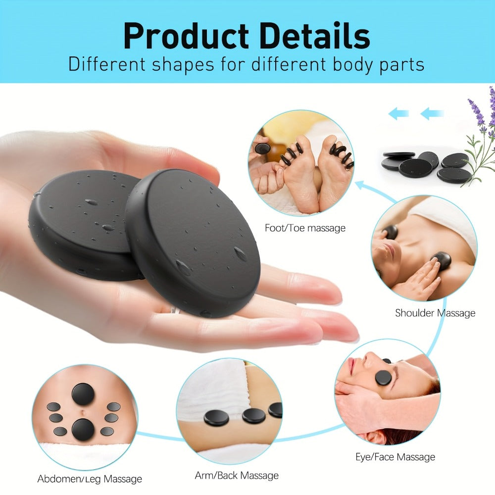 Hot Stone Massage Kit with Temperature Adjustment - 10pcs Hot Stone with Heater Kit, Professional Spa Massage Tool -Suitable for Neck, Abdomen, Back, Legs And Full Body Massage.