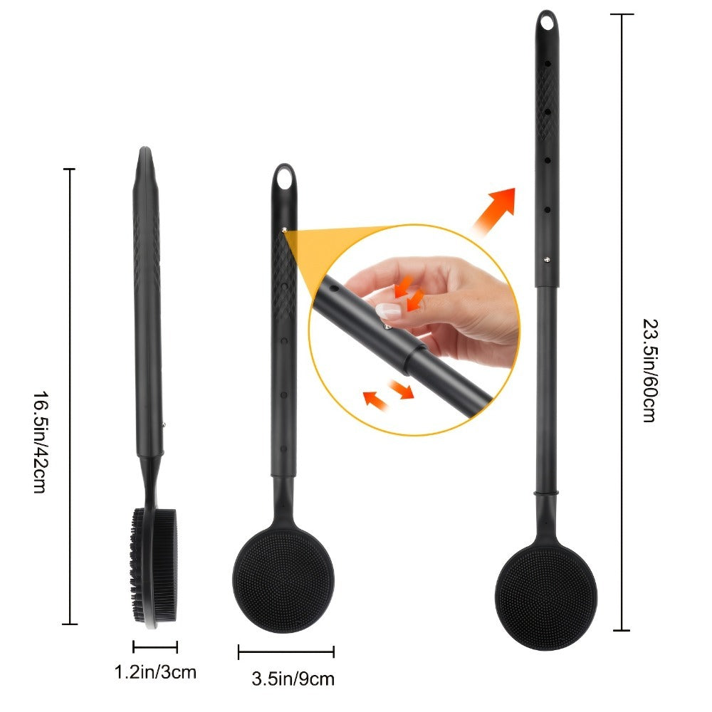 Extendable Shower Cleaner - Soft, Adjustable Long-Handled Bath Brush, Oversized, Lightweight, Ergonomically Designed, Gentle Back Cleaner for Thorough Cleaning, Tub Scrubbing Brush, Soft Bristles, Sanitary Material, Exfoliating, Skincare