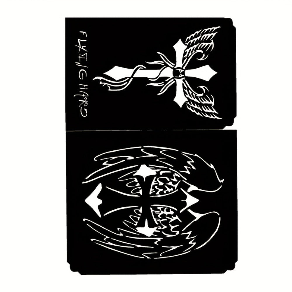 Tattoo Stencil Kit, Reusable Temporary Tattoos Stencils, Airbrush Tattoo Stencil Stickers, Whale Dolphin Cat Deer Wing Crown Creative Cross Moon And Sun Pattern, Tattoos Stencil for Adults And Beach Festivals Parties