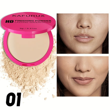 Pressed Powder Foundation 2PCS Set – Lightweight, Waterproof & Sweatproof Concealer Makeup, Non-Sticky Non-Drying Formula, Long-Lasting Coverage for All Skin Types, 5 Shades