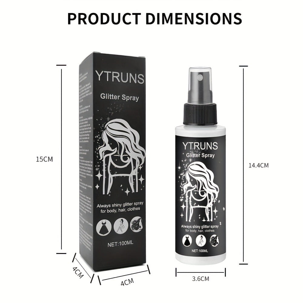 YTRUNS 3.38oz Sparkle Glitter Spray | Star-Shaped Shimmer for Body, Hair & Clothes | Hydrating Formula for Daily & Festive Use