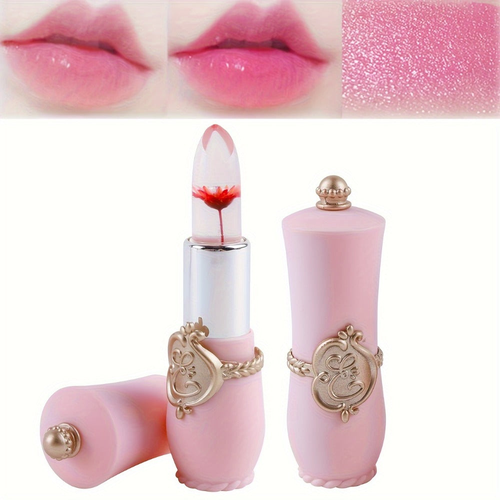 Flower Jelly Lipstick Set 6pcs Color Changing Lip Balm Thermostat Moisturizing Long Lasting Peach Flavor Lip Care Gift for Women