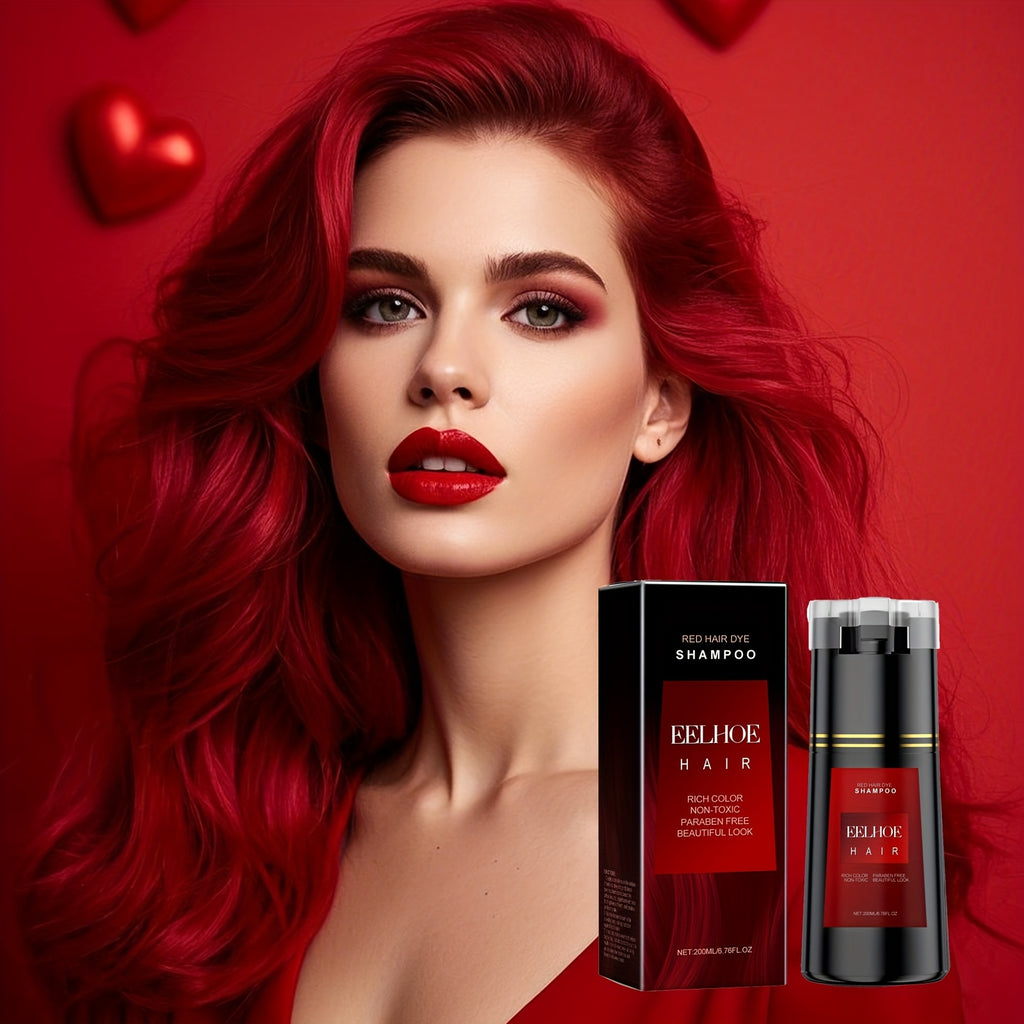1/2 Pack 3 in 1 Red Hair Dye Shampoo, Carat Special Hair Dye Shampoo, Easy to Color, Moisturizing, Cleaning And Soft Red Hair, Lazy People Easy to Dye Hair Dye to Create Uniform Color, Bright Appearance, The Perfect Gift Choice