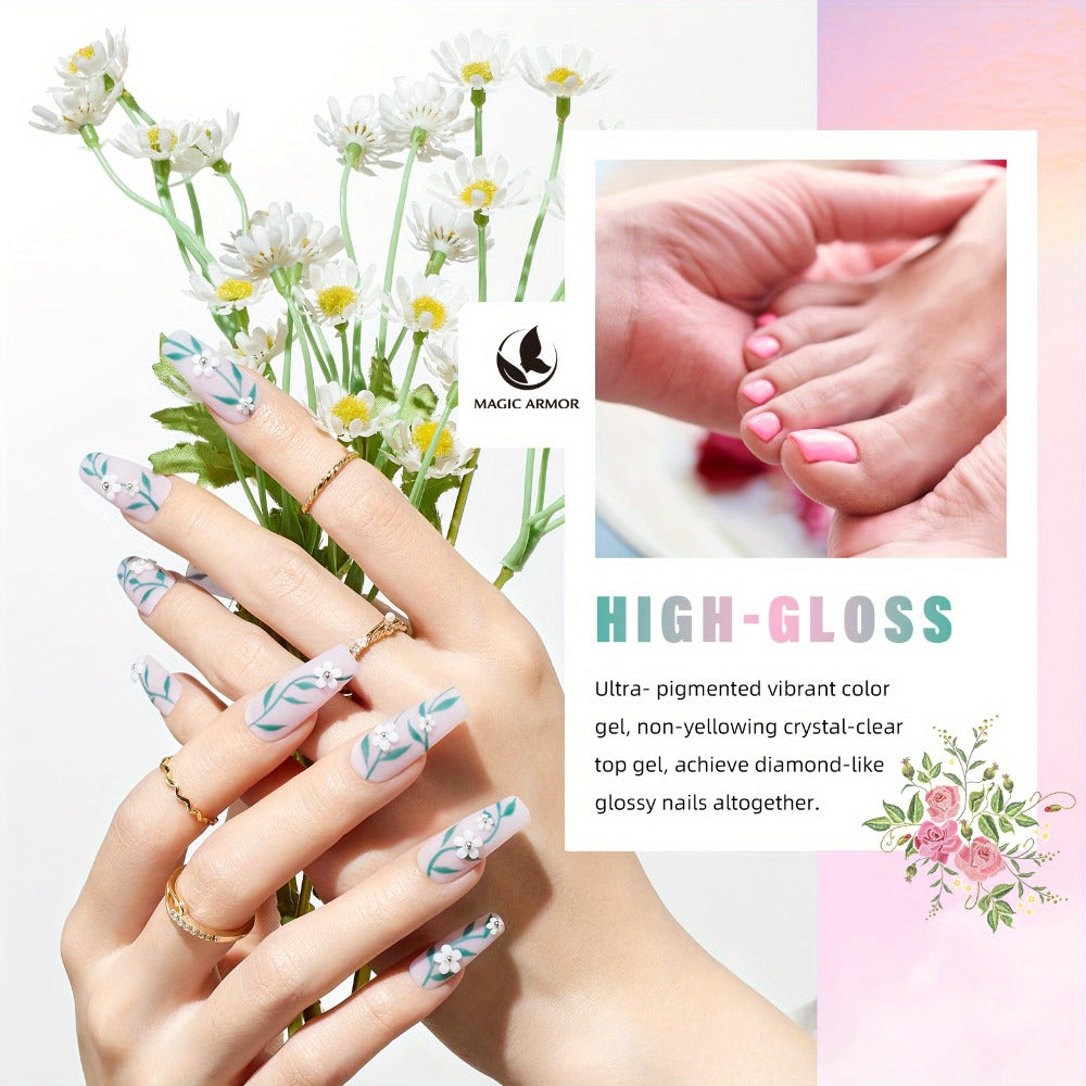 Gel Nail Polish Set 32 Colors Nude Gray Pink Blue Floral Rhapsody Series Pastel Paint Can Be Soaked UV Four Seasons Manicure Starter Set Women's Gift