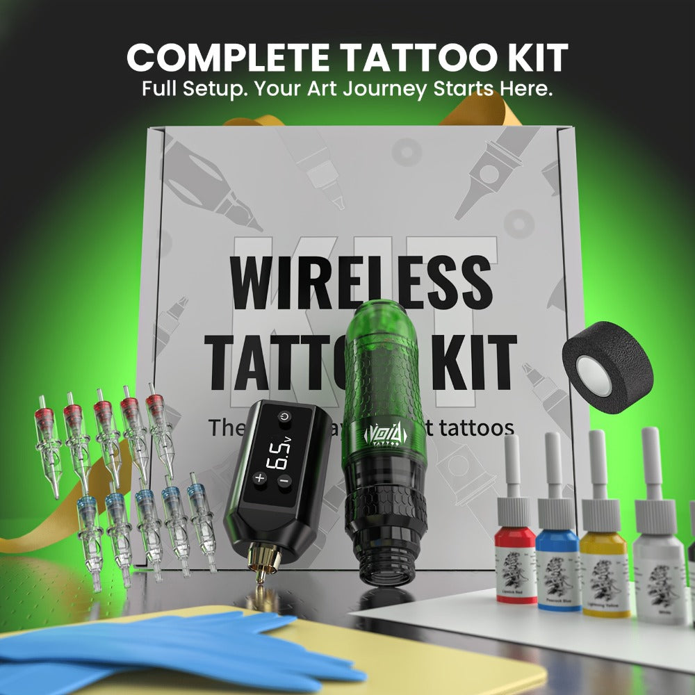 VOID Wireless Tattoo Kit 1200Mah - Non-Slip Dual-Color Grip Pen Set, Comes with 10 Cartridges And 5 Ink Shades, Ideal for Novices, Kick Off The New Year with Artistic Expression