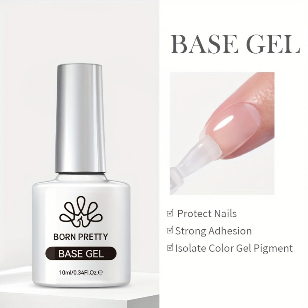 BORN PRETTY 4pcs/Set 0.34oz Super Top Coat And Base Gel Nail Polish for Gel Polish Nail Prep Dehydrator And Nail Primer Semi-permanent Varnish Nail Supplies