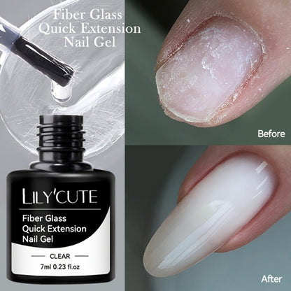 Fiberglass Construction Gel Nail Polish 3pcs - Clear Fiber Glass Gel for Nail Extension & Broken Nail Repair, UV LED Soak-Off Builder Gel Varnish