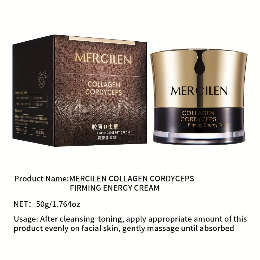 Mercilen Collagen Cordyceps Moisturizing Cream - 50g, Plant-Based Squalane & Glycerin, Alcohol-Free, Ideal for Normal to Sensitive Skin, Moisturizing Face Cream|Sensitive Skin Care Plant Extract Cream, Skincare