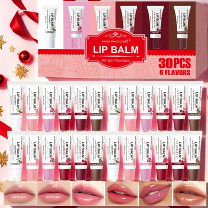 Lip Gloss Set 30pcs Gift Box - 6 Colors Glossy Liquid Lipstick, Moisturizing Waterproof Anti-Transfer Formula | Long-Lasting Shiny Lip Gloss for Women | Perfect Beauty Gift for Her