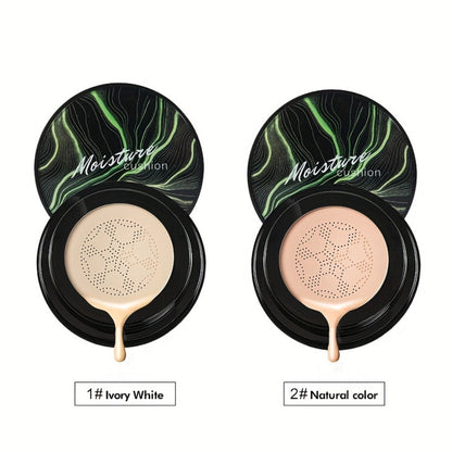 Air Cushion BB Cream 2pcs Mushroom CC Cream Hydrating Waterproof Long Lasting Foundation Pore Invisible Face Makeup - Beige & Light Medium Shades for Women