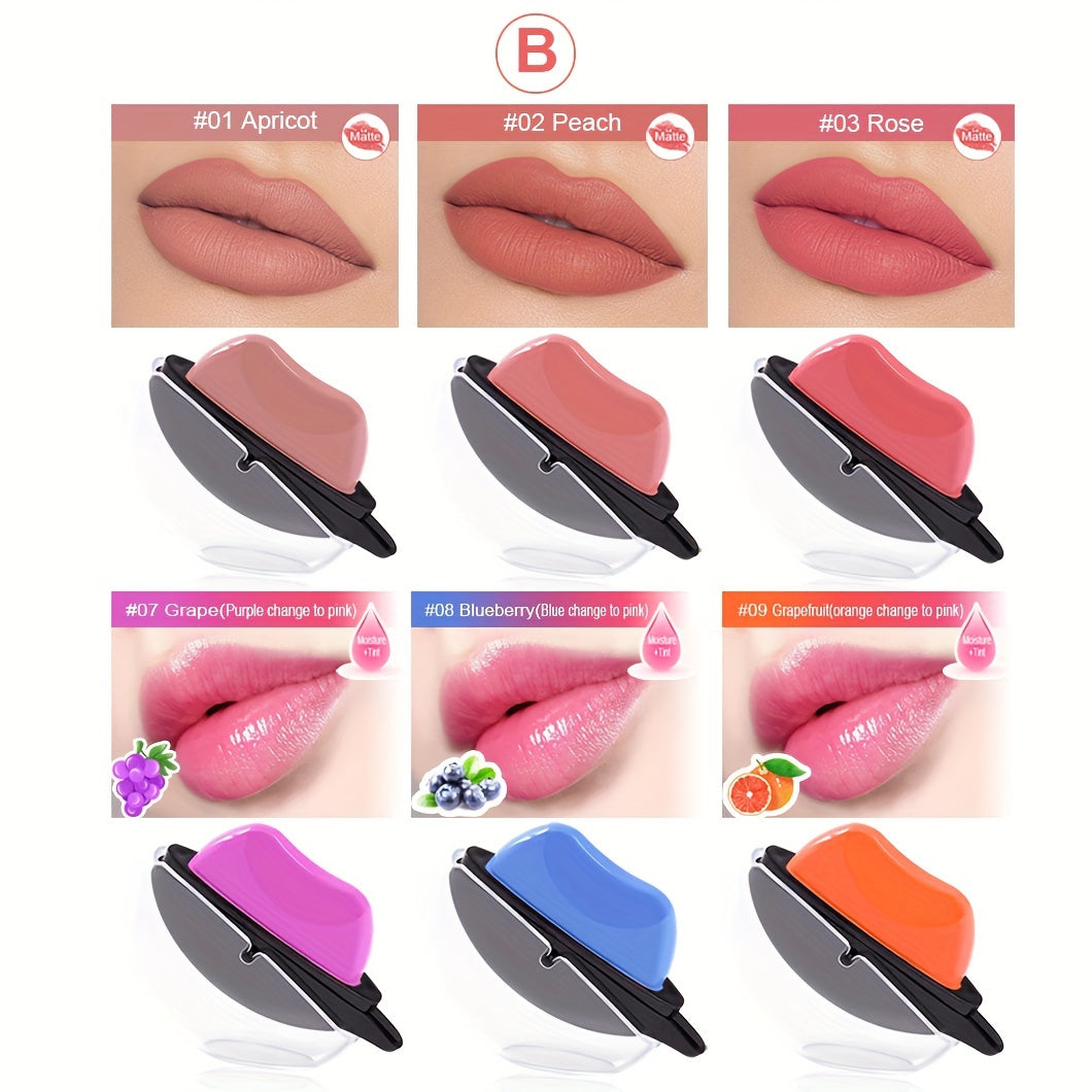Lipstick Set 6pcs - Matte Color Changing Lip Shaped Lipstick with Jasmine Scent, Non-Fade Long-Lasting Formula, Multi-Shade Lip Makeup Gift Set for Women
