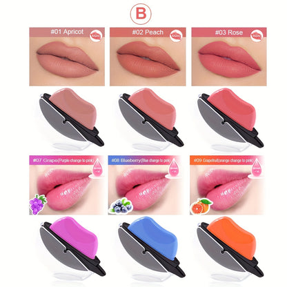 Lipstick Set 6pcs - Matte Color Changing Lip Shaped Lipstick with Jasmine Scent, Non-Fade Long-Lasting Formula, Multi-Shade Lip Makeup Gift Set for Women