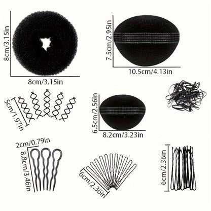 51-Piece Hair Styling Tool Set Hair Curler Braiding Kit with Clips Donut Bun Maker Hair Pins Braid Accessories for Women Bridal Wedding Updo